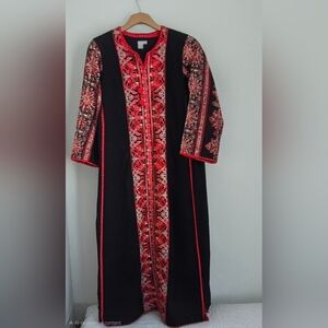 Black and Red Embroidered Long Dress